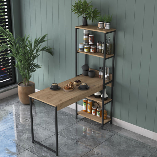Masă Bucătărie cu rafturi CORA 4 rafturi 50 x 120 cm - Maroom Masă Bucătărie cu rafturi CORA 4 rafturi 50 x 120 cm - Maroom