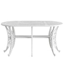 Masa_ovala_fixa exterior alb SARDEGNA ergonomic și confortabil, ideal pentru terase, grădini, balcoane, cafenele și restaurante. Design elegant, material rezistent la intemperii, ușor de asamblat, protecție UV și durabilitate sporită.