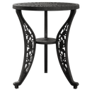 Masa rotunda exterior negru SARDEGNA, evidențiind designul ergonomic, materialul durabil și structura rezistentă la intemperii. Ideal pentru spații exterioare precum terase, grădini și cafenele.