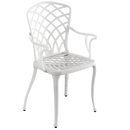 Scaun exterior alb PALERMO ergonomic și confortabil, ideal pentru terase, grădini, balcoane, cafenele și restaurante. Design elegant, material rezistent la intemperii, ușor de asamblat, protecție UV și durabilitate sporită.