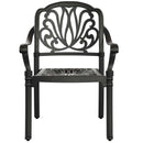 Scaun exterior stivuibil negru, design ergonomic și rezistent, ideal pentru terase, grădini, cafenele și restaurante. Material durabil, protecție UV, ușor de depozitat."