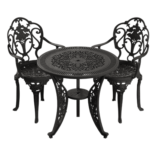 Set de mobilier exterior negru cu 2 scaune SICILY și o masă, ideal pentru terase, grădini, cafenele și restaurante. Design elegant, material rezistent la intemperii, protecție UV și durabilitate sporită. Set de mobilier exterior negru cu 2 scaune SICILY și o masă, ideal pentru terase, grădini, cafenele și restaurante. Design elegant, material rezistent la intemperii, protecție UV și durabilitate sporită.