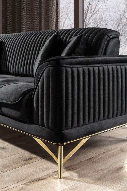 Canapea extensibilă 3 locuri MAGNUM 230 cm, material: Catifea, picioarelor: Metal , detalie Canapea extensibilă 3 locuri MAGNUM 230 cm, material: Catifea, picioarelor: Metal , detalie