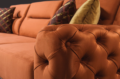 Canapea extensibilă 4 locuri HAVANA 265 cm, catifea țesătură aspect piele, Tipul picioarelor:Metal  , detaliu Canapea extensibilă 4 locuri HAVANA 265 cm, catifea țesătură aspect piele, Tipul picioarelor:Metal  , detaliu