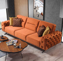 Canapea extensibilă 4 locuri HAVANA 265 cm, catifea țesătură aspect piele, Tipul picioarelor:Metal