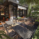 Set de mobilier exterior cu şaisprezece scaune negre  și patru mesele fixe negre SARDEGNA, ideal pentru terase, grădini, cafenele și restaurante. Design elegant, material rezistent la intemperii, protecție UV și durabilitate sporită.