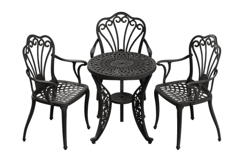 set masă rotundă și 3 scaune gradina negre ergonomice din plastic durabil, rezistente la intemperii și raze UV. Ideal pentru terasă, grădină sau balcon. set masă rotundă și 3 scaune gradina negre ergonomice din plastic durabil, rezistente la intemperii și raze UV. Ideal pentru terasă, grădină sau balcon.