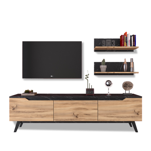 Set Comodă Tv ELITE 2 rafturi 3 uşi 180 cm, Opţiuni culoare