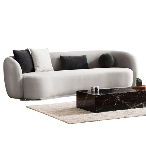 Canapea MUFFIN-MR, Opțiuni culoare, Material : Catifea  Picior&nbsp : Metal Argintiu, Pernă Pentru Spate : Burete moale