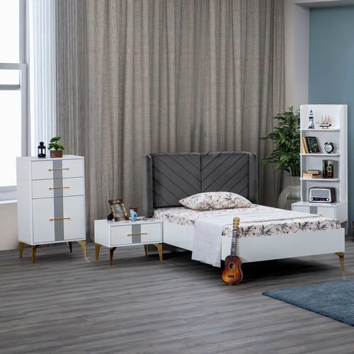 Comodă LOTTO 1 ușă 2 sertare 60 x 110 cm, Alb