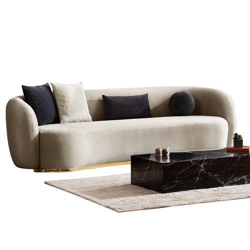 Canapea MUFFIN-MR, Opțiuni culoare, Material : Catifea  Picior&nbsp : Metal Argintiu, Pernă Pentru Spate : Burete moale