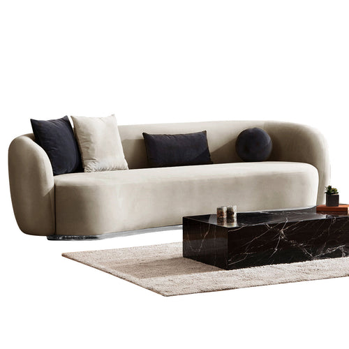 Canapea MUFFIN-MR, Opțiuni culoare, Material : Catifea  Picior&nbsp : Metal Argintiu, Pernă Pentru Spate : Burete moale