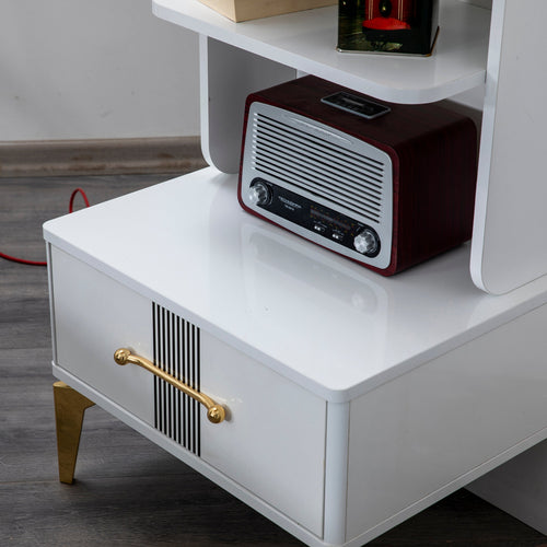 Bibliotecă LOTTO 4 rafturi 1 sertar 59 x 165 cm, Alb