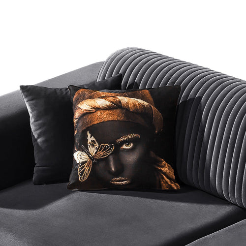 Canapea extensibilă BUTTERFLY 3 locuri  220 cm , material:Catifea,  picioarelor: Metal, detalie