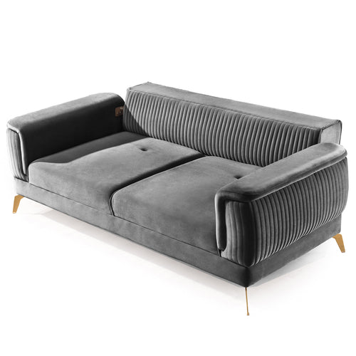 Canapea extensibilă BUTTERFLY 3 locuri  220 cm , material:Catifea,  picioarelor: Metal, detalie extensibila