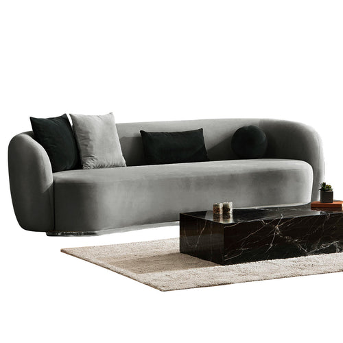 Canapea MUFFIN-MR, Opțiuni culoare, Material : Catifea  Picior&nbsp : Metal Argintiu, Pernă Pentru Spate : Burete moale