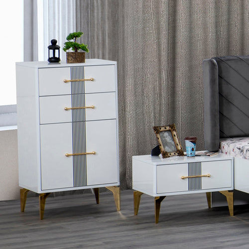 Comodă LOTTO 1 ușă 2 sertare 60 x 110 cm, Alb