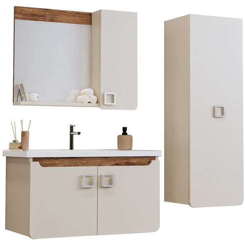 Set Dulap Baie suspendat cu chiuveta SELLY, MDF, Opțiuni Dimensiune