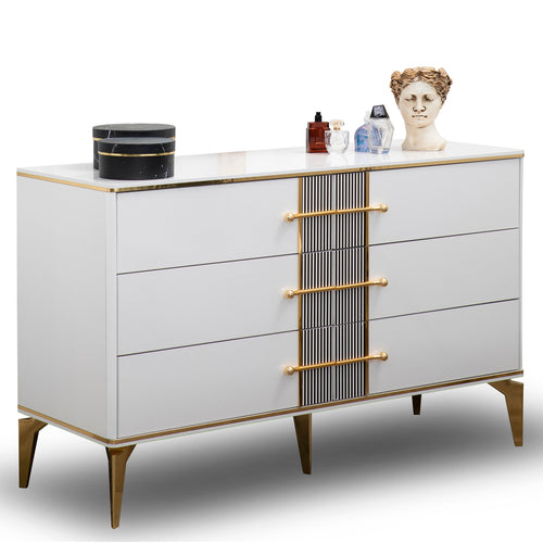 Comodă LOTTO 6 sertare 130 x 81 cm, Alb