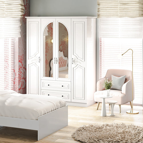 Dulap JESSICA cu oglindă 4 uși 2 sertare 140 x 182 cm