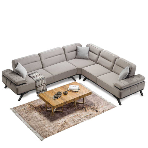 Colțar Extensibil 6 locuri AVIVA 305 x 305 cm, material: Catifea exclusivă, picioarelor: Lemn, din sus  