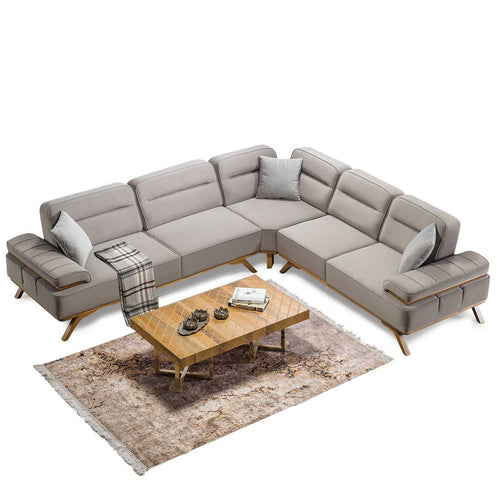 Colțar Extensibil 6 locuri AVIVA 305 x 305 cm, material: Catifea exclusivă, picioarelor: Lemn, din sus