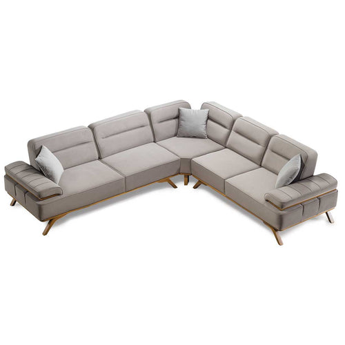 Colțar Extensibil 6 locuri AVIVA 305 x 305 cm, material: Catifea exclusivă, picioarelor: Lemn, din sus
