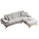 Colțar Extensibil 3+1 locuri cu șezlong AVIVA 265 x 190 cm, material: Catifea exclusivă, picioarelor: Lemn, din sus