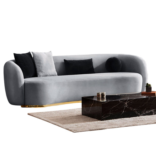 Canapea MUFFIN-MR, Opțiuni culoare, Material : Catifea  Picior&nbsp : Metal Argintiu, Pernă Pentru Spate : Burete moale