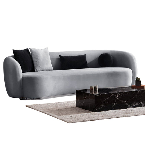 Canapea MUFFIN-MR, Opțiuni culoare, Material : Catifea  Picior&nbsp : Metal Argintiu, Pernă Pentru Spate : Burete moale