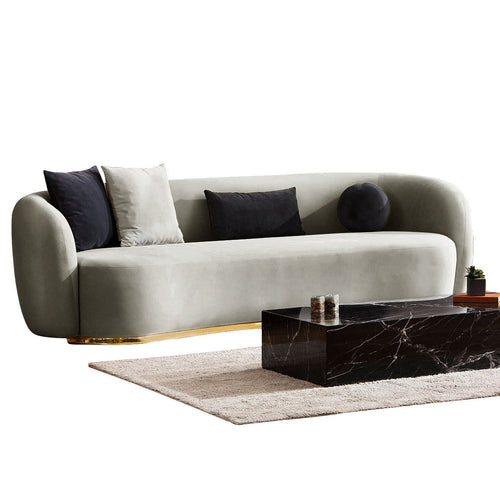 Canapea MUFFIN-MR, Opțiuni culoare, Material : Catifea  Picior&nbsp : Metal Argintiu, Pernă Pentru Spate : Burete moale