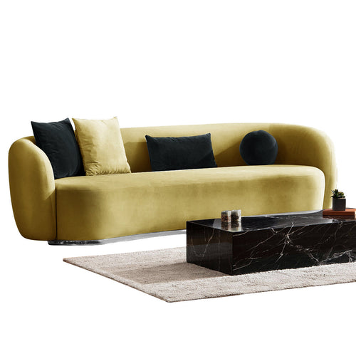 Canapea MUFFIN-MR, Opțiuni culoare, Material : Catifea  Picior&nbsp : Metal Argintiu, Pernă Pentru Spate : Burete moale