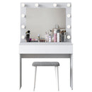 Masă de toaleta cu oglindă iluminată LED și taburet SWAN 1 sertar 90 x 45 cm, LED inclus - Maroom