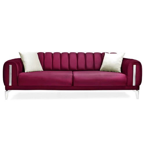 Canapea extensibilă 3 locuri EMERALD NW 215 cm, material:Catifea, picioarelor: silver,  din fata