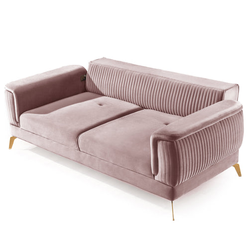 Canapea extensibilă BUTTERFLY 3 locuri  220 cm , material:Catifea,  picioarelor: Metal, detalie extensibila