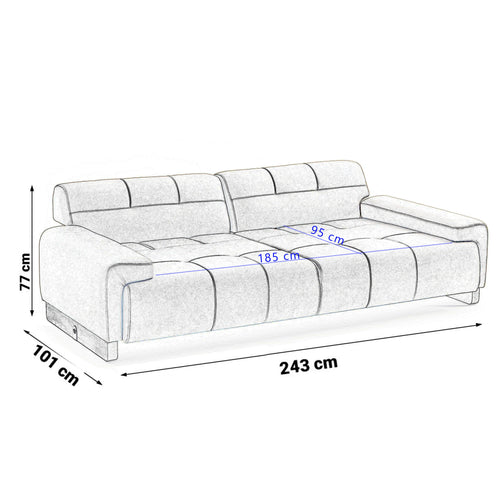 Canapea extensibilă ETERNA, Opțiuni culoare și dimensiune 
