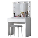 Masă de toaleta cu oglindă iluminată LED și taburet SWAN 1 sertar 90 x 45 cm, LED inclus - Maroom