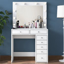 Masă de toaleta cu oglindă iluminată LED DIANA PURE 7 sertare 90 x 45 cm, LED inclus - Maroom