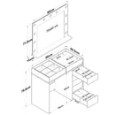 Masă de toaleta cu oglindă iluminată LED DIANA 7 sertare 90 x 45 cm, LED inclus - Maroom