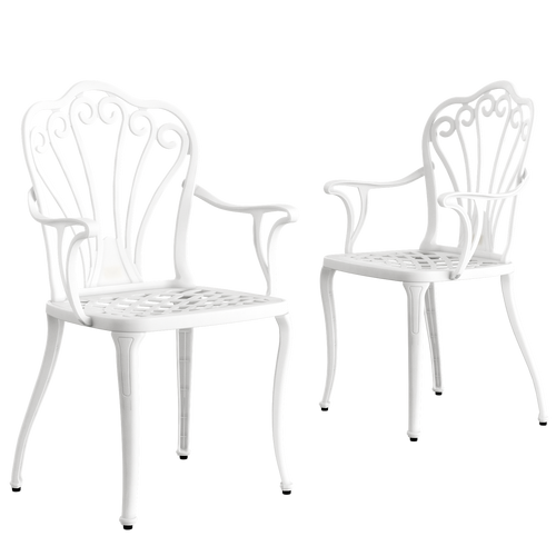 2 scaune exterior albe SARDEGNA evidențiind designul ergonomic, materialul durabil și structura rezistentă la intemperii. Ideal pentru spații exterioare precum terase, grădini și cafenele.