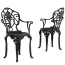 2 scaune exterior negre SICILY evidențiind designul ergonomic, materialul durabil și structura rezistentă la intemperii. Ideal pentru spații exterioare precum terase, grădini și cafenele.