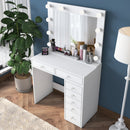 Masă de toaleta cu oglindă iluminată LED DIANA PURE 7 sertare 90 x 45 cm, LED inclus - Maroom