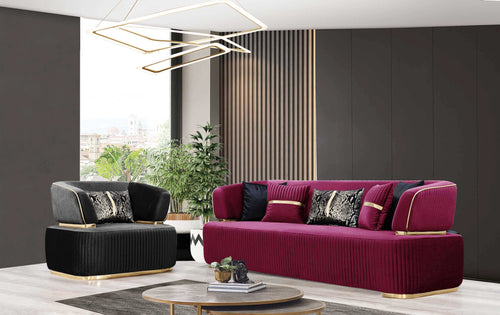 Canapea DORE, Material : Catifea, Picior :  PVC metalic,  setul 1 fotoliu 1 canapea