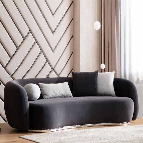 Canapea MUFFIN-MR, Opțiuni culoare, Material : Catifea  Picior&nbsp : Metal Argintiu, Pernă Pentru Spate : Burete moale