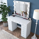 Masă de toaleta cu oglindă iluminată LED DIANA PURE 13 sertare 120 x 45 cm, LED inclus - Maroom