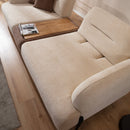 Canapea modulară extensibilă KAPPA cu modul măsuța  265 cm, textură modernă boucle, lemn masiv, metal , detaliu