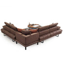 Colțar Extensibil 6 locuri TERRA 305 x 270 cm , Țesătură cu aspect de piele, Tipul picioarelor: Metal , detalie     din spate