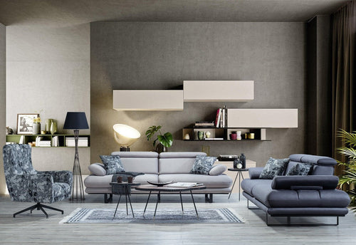 Fotoliu TERRA 77 cm, Țesătură cu aspect de piele, Tipul picioarelor: Metal , 2 canapea 1 fotoliu