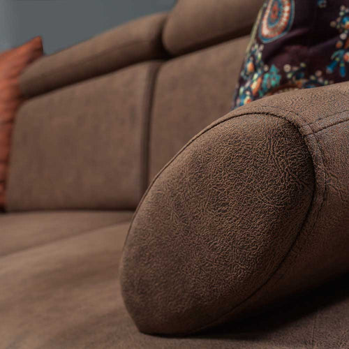 Colțar Extensibil 6 locuri TERRA 305 x 270 cm , Țesătură cu aspect de piele, Tipul picioarelor: Metal , detalie