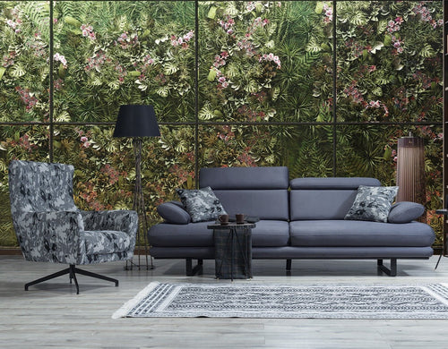 Fotoliu TERRA 77 cm, Țesătură cu aspect de piele, Tipul picioarelor: Metal ,   1 canapea 1 fotoliu